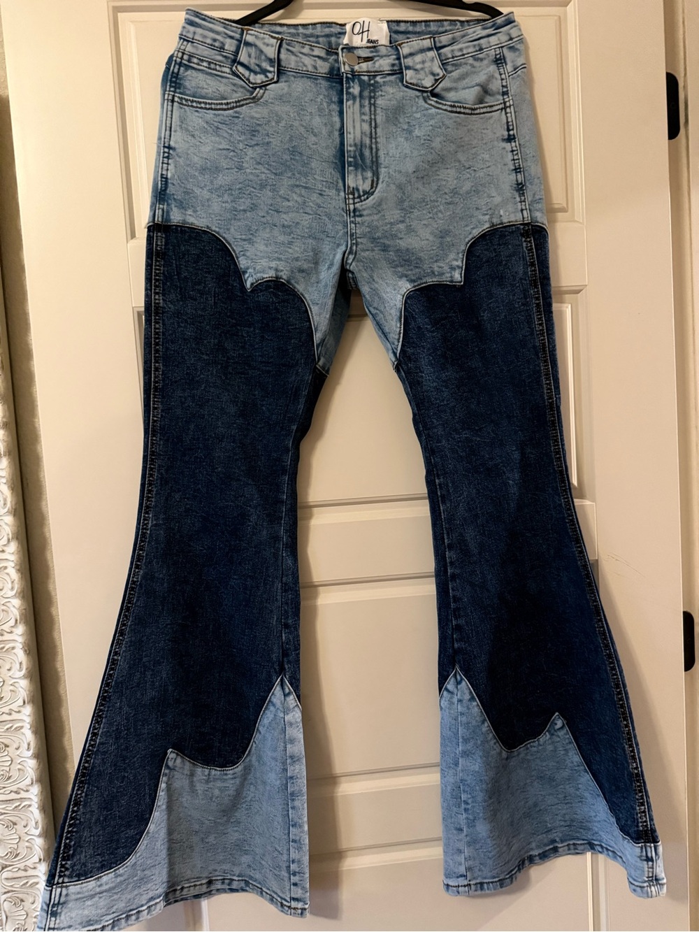 Oli & Hali Two-Tone Light and Dark Blue Flare Jeans